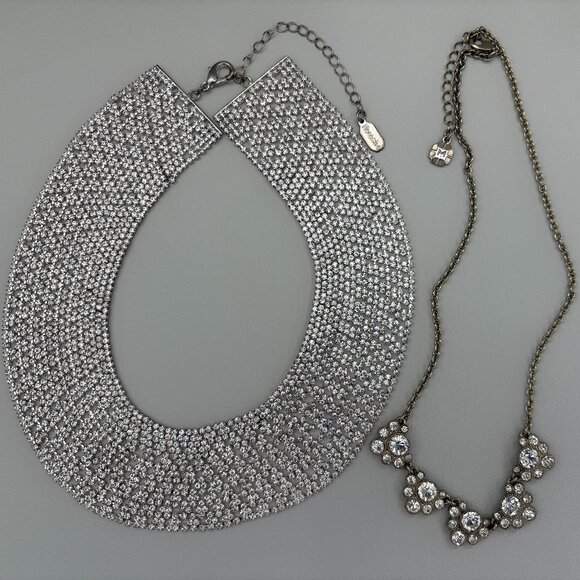 Two Choker Length Rhinestone Crystal Necklaces Natasha and Monet - Picture 1 of 10